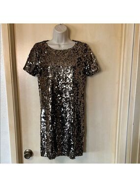 Ark & Co bronze sequin shift dress size S